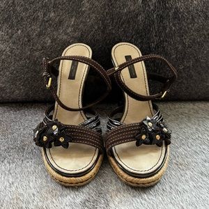 Louis Vuitton Suede Studded Accents Sandals